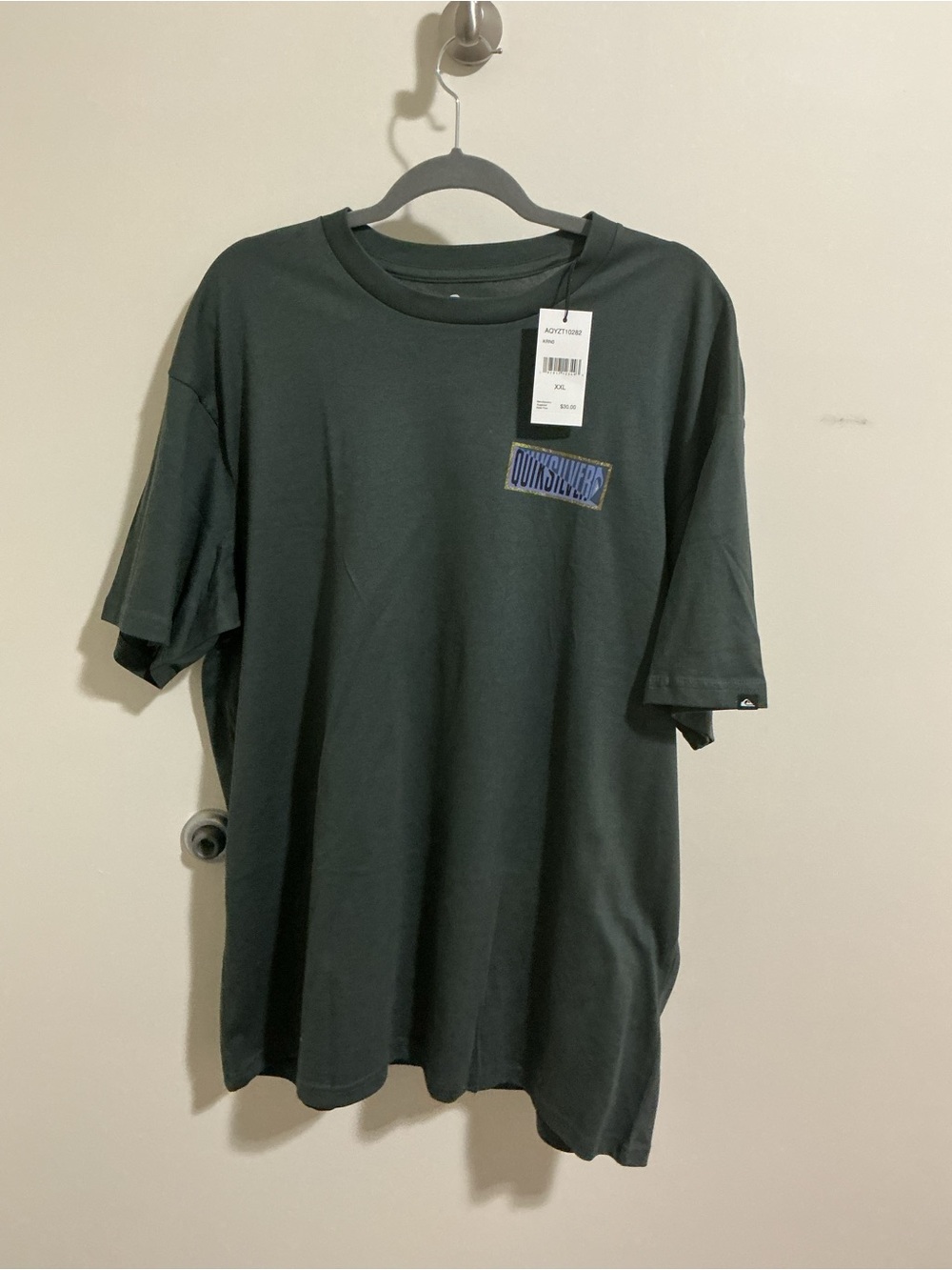 New! Quiksilver Men's Dark Gray Logo T-Shirt 2XL Surf Skate NWT